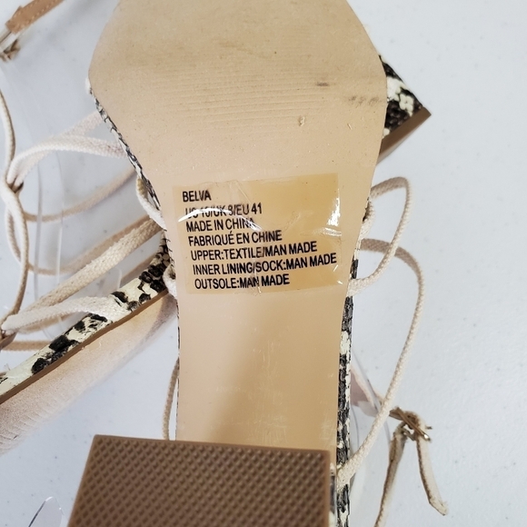 Shoedazzle Belva Strappy Block Heel Sandal Size 10 Snake Print Square Toe - Picture 10 of 13